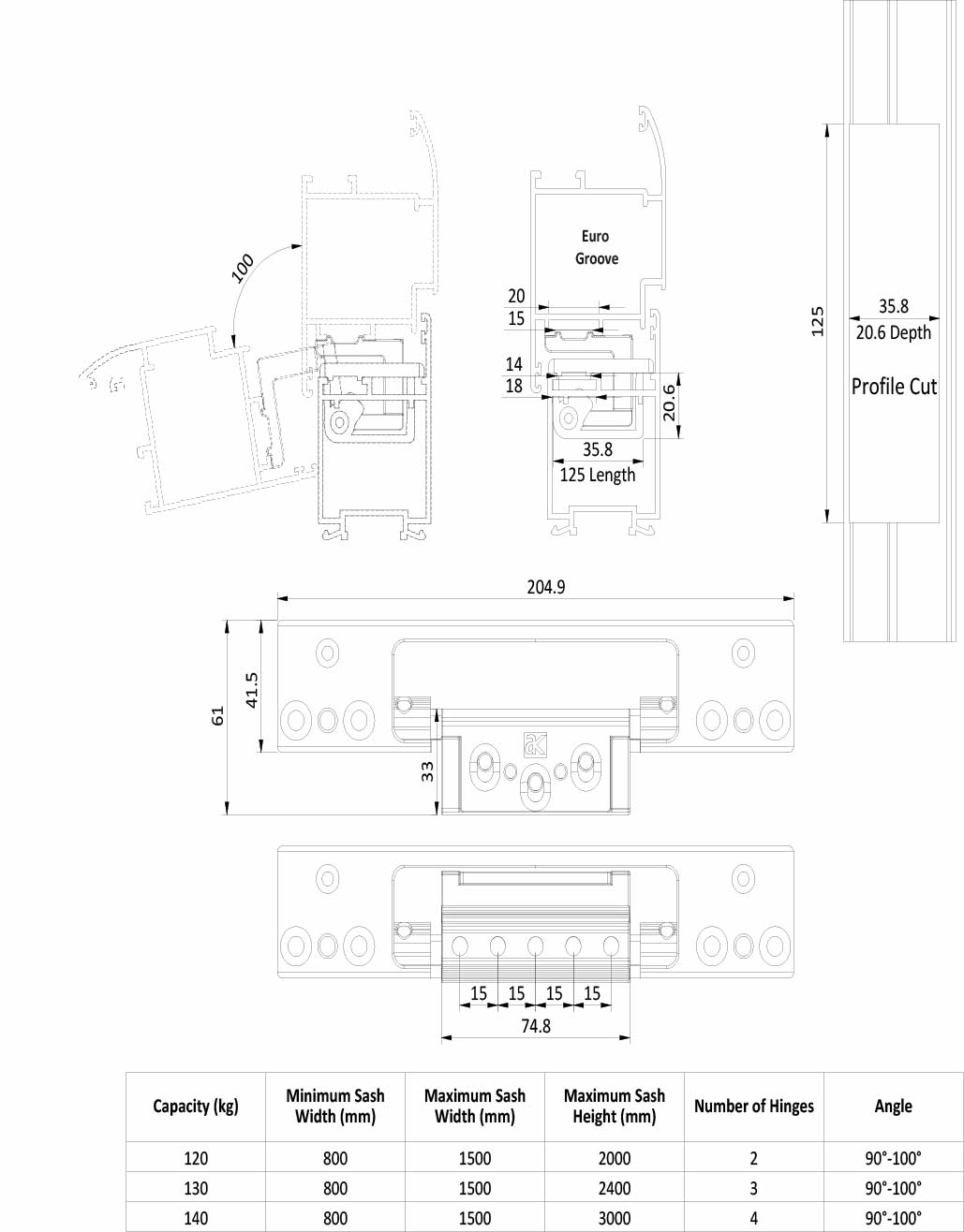 concealed hinges Euro groove